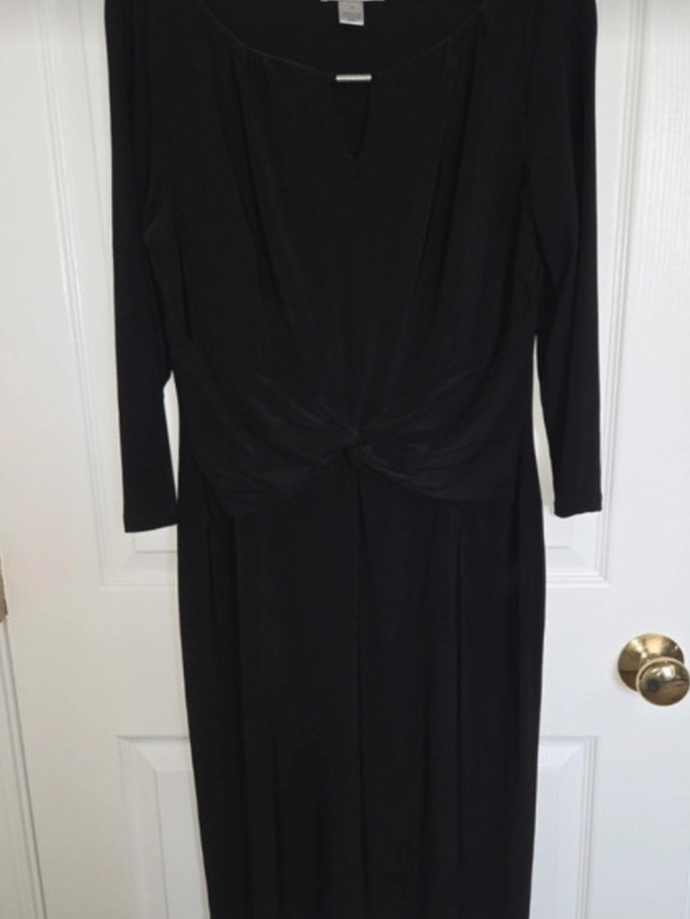 Christopher & Banks Black Long Sleeve Twist-Front Maxi Dress